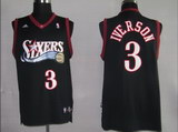 durable NBA Philadelphia 76ers 3 Iverson black Adidas Jerseys